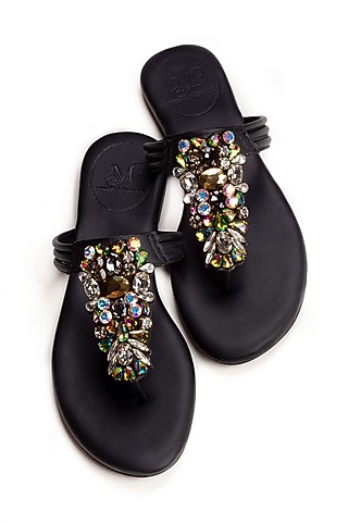 Black Leather Slides by PHENOMINAAL