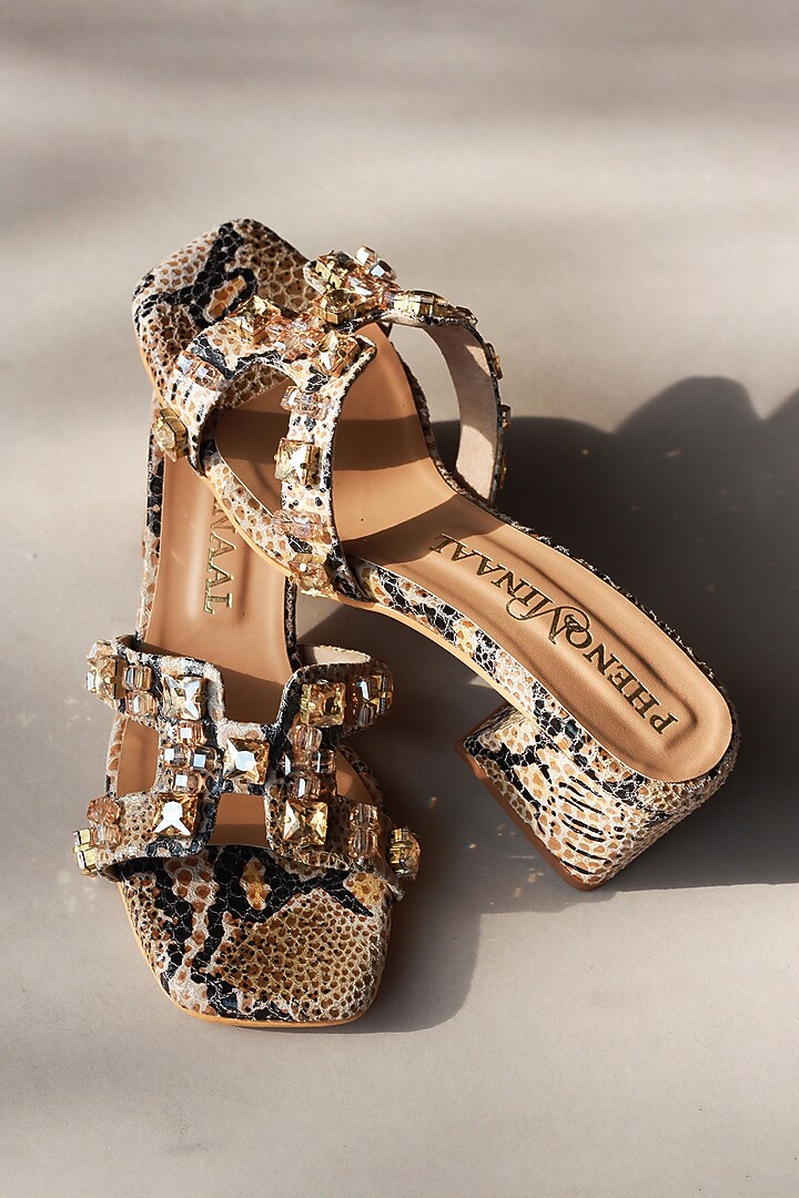 Multi-Coloured Embroidered Block Heels by PHENOMINAAL at Pernia's Pop Up Shop