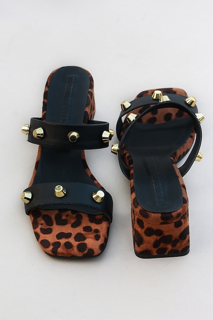 Black Vegan Leather Block Heels by PHENOMINAAL at Pernia's Pop Up Shop