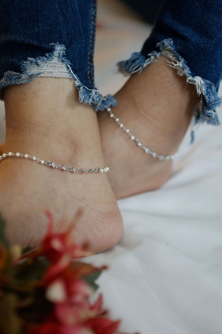Gold Plated Pearl Anklets by Do Taara at Pernia's Pop Up Shop