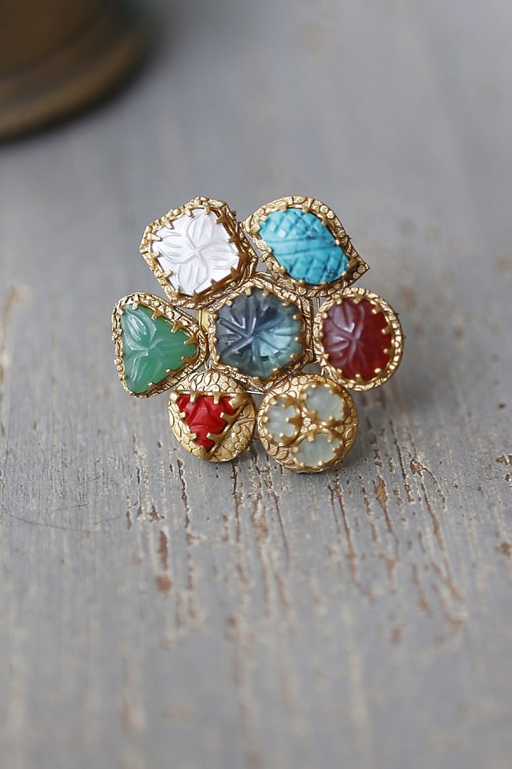 Gold Plated Acrylic Stone Ring by Do Taara at Pernia's Pop Up Shop