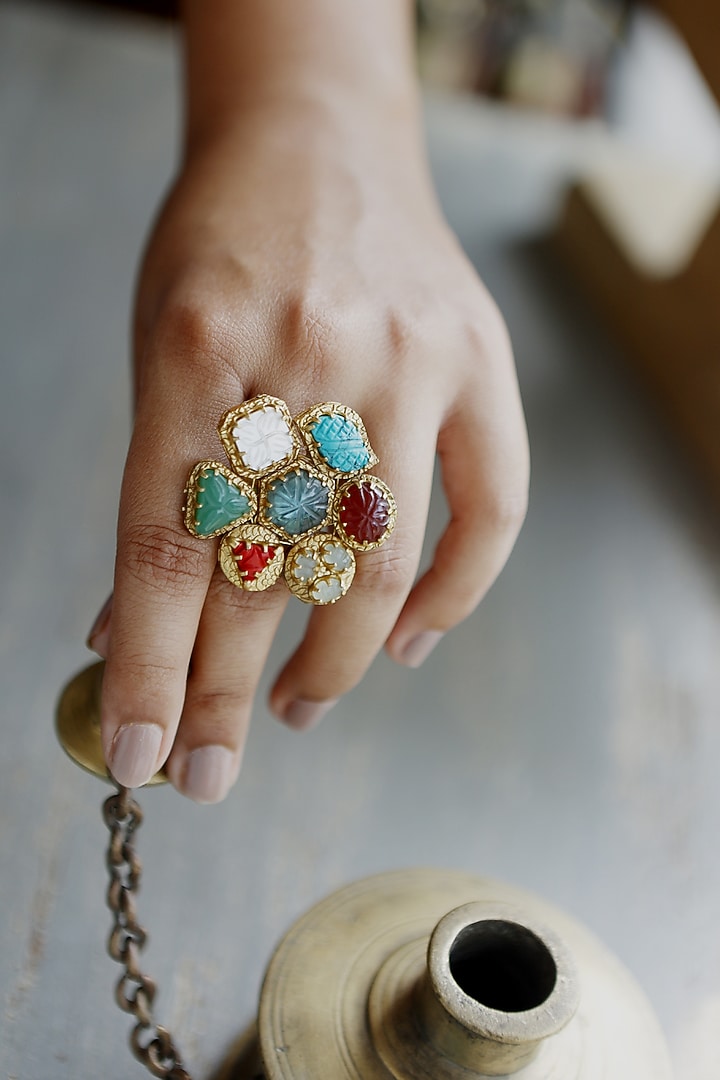 Gold Plated Acrylic Stone Ring by Do Taara at Pernia's Pop Up Shop