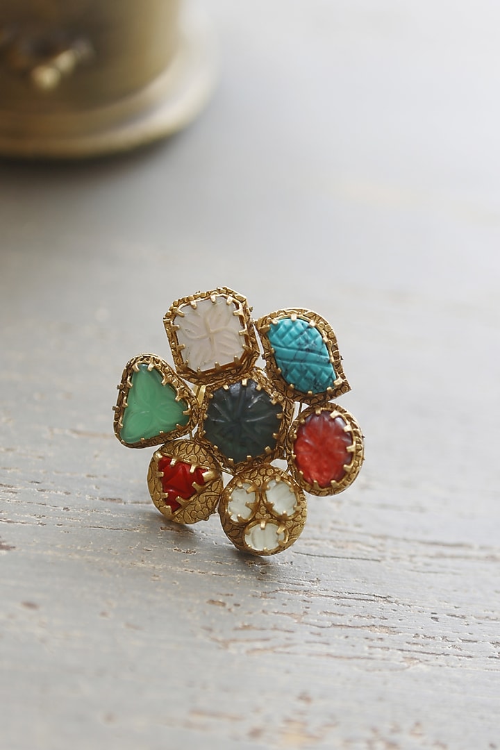 Gold Plated Acrylic Stone Ring by Do Taara at Pernia's Pop Up Shop