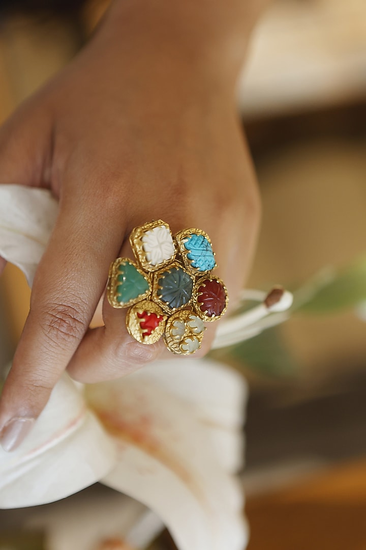 Gold Plated Acrylic Stone Ring by Do Taara at Pernia's Pop Up Shop