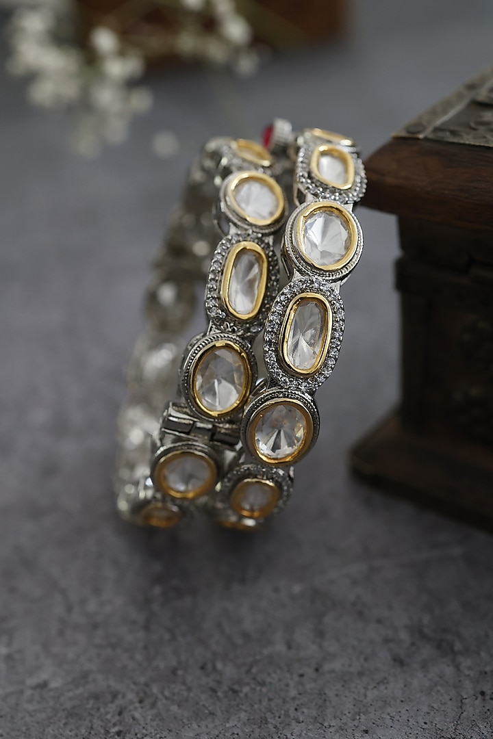 Gold Plated Polki Bangles (Set Of 2) by Do Taara at Pernia's Pop Up Shop