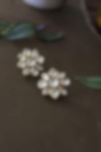 Gold Plated Kundan Stud Earrings by Do Taara at Pernia's Pop Up Shop