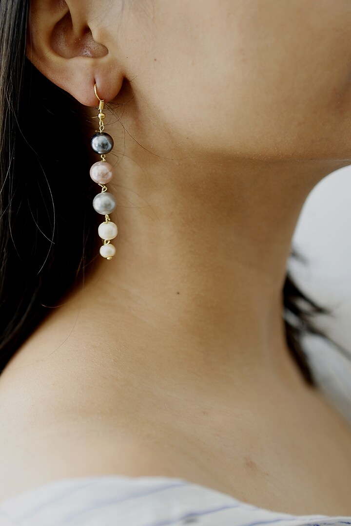 Gold Plated Pearl Earrings by Do Taara at Pernia's Pop Up Shop