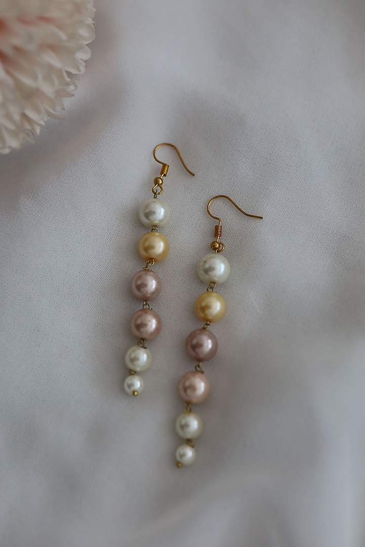Gold Plated Pearl Dangler Earrings by Do Taara at Pernia's Pop Up Shop