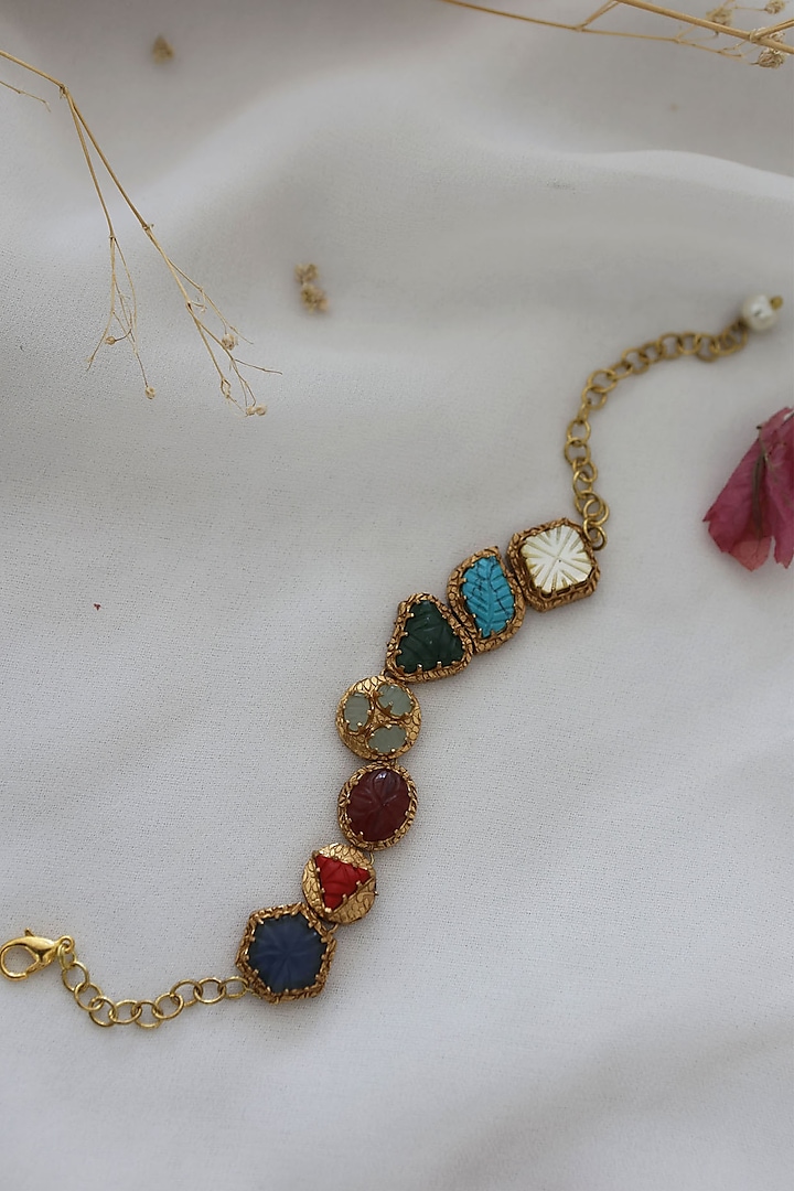 Gold Plated Acrylic Stone Bracelet by Do Taara at Pernia's Pop Up Shop