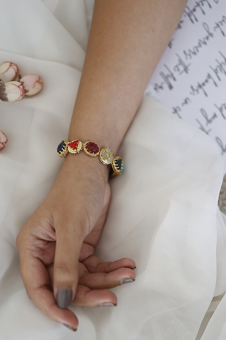 Gold Plated Acrylic Stone Bracelet by Do Taara at Pernia's Pop Up Shop