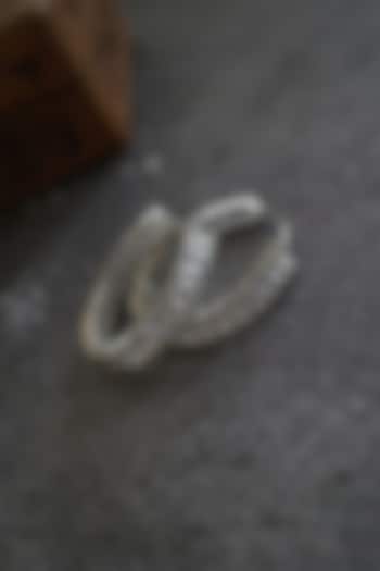 White Rhodium Finish Crystal Hoop Earrings by Do Taara