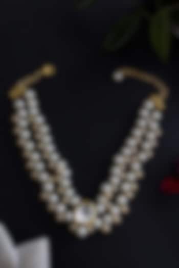 Gold Plated Kundan & Pearl Choker Necklace by Do Taara
