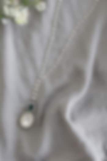 White Rhodium Finish Polki & Zirconia Pendant Necklace by Do Taara