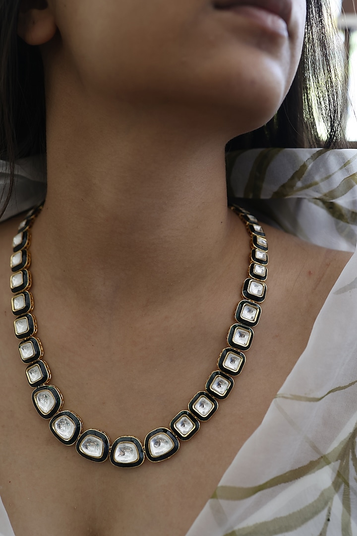 Gold Plated Kundan Polki Necklace by Do Taara at Pernia's Pop Up Shop