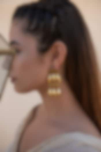 Gold Finish Dangler Earrings by Do Taara