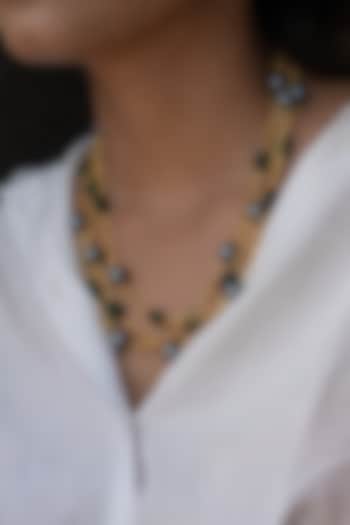 Gold Finish Grey Pearl Necklace by Do Taara at Pernia's Pop Up Shop