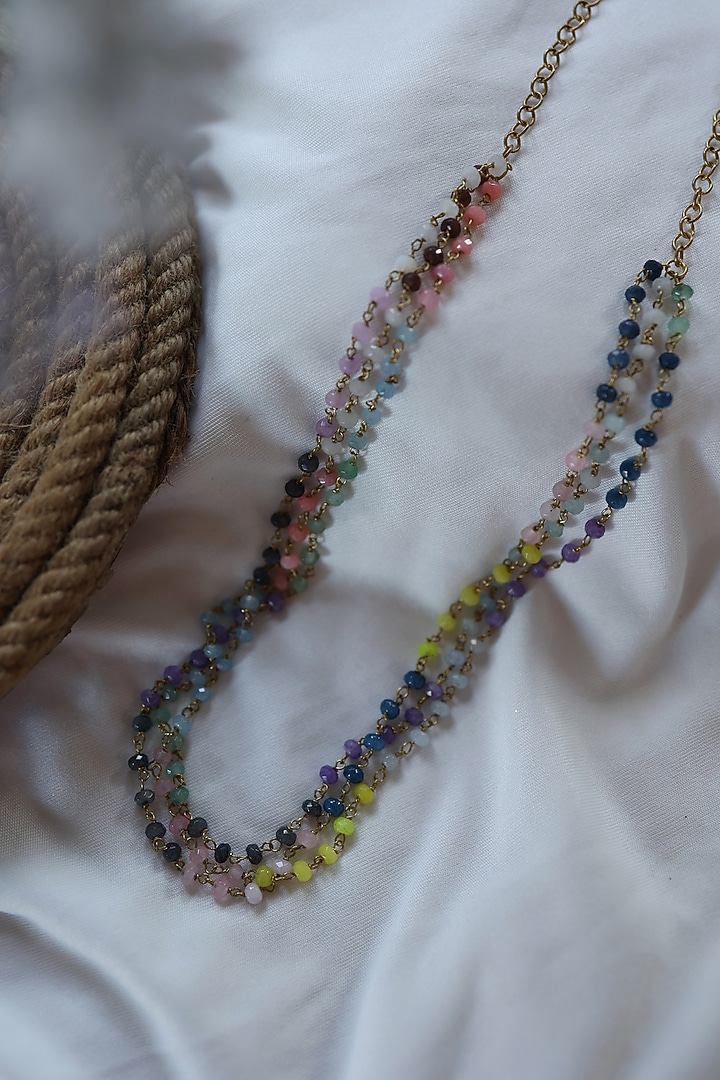 Gold Finish Onyx Layered Necklace by Do Taara at Pernia's Pop Up Shop