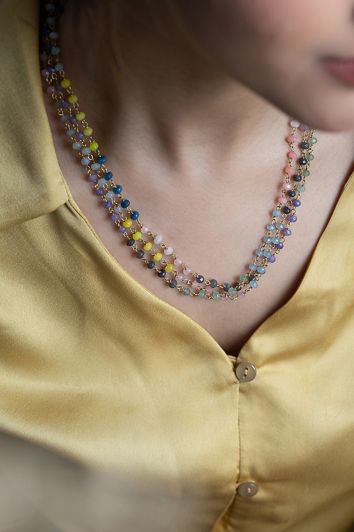 Gold Finish Onyx Layered Necklace by Do Taara at Pernia's Pop Up Shop