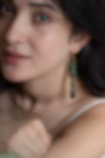 Gold Finish Onyx & Natural Stone Dangler Earrings by Do Taara at Pernia's Pop Up Shop