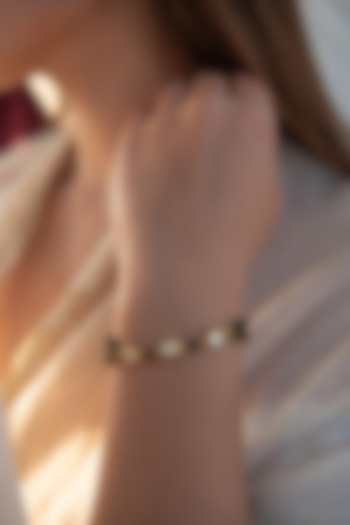 Gold Finish Onyx & Pearl Bracelet by Do Taara at Pernia's Pop Up Shop