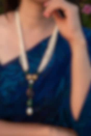 Gold Finish Seed Pearl & Natural Stone Necklace by Do Taara at Pernia's Pop Up Shop