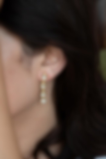 Gold Plated Kundan Polki & Pearl Drop Dangler Earrings by Do Taara at Pernia's Pop Up Shop