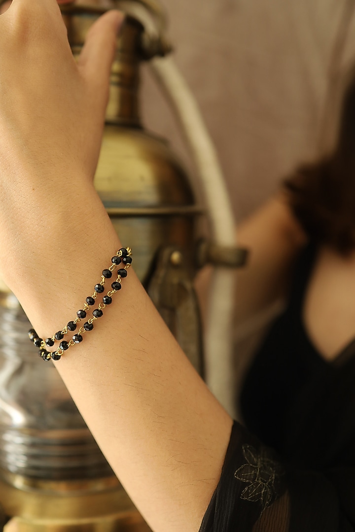 Gold Plated Black Onyx Bracelet by Do Taara at Pernia's Pop Up Shop