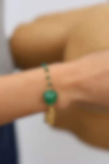Gold Plated Green Natural Stone & Onyx Bracelet by Do Taara at Pernia's Pop Up Shop