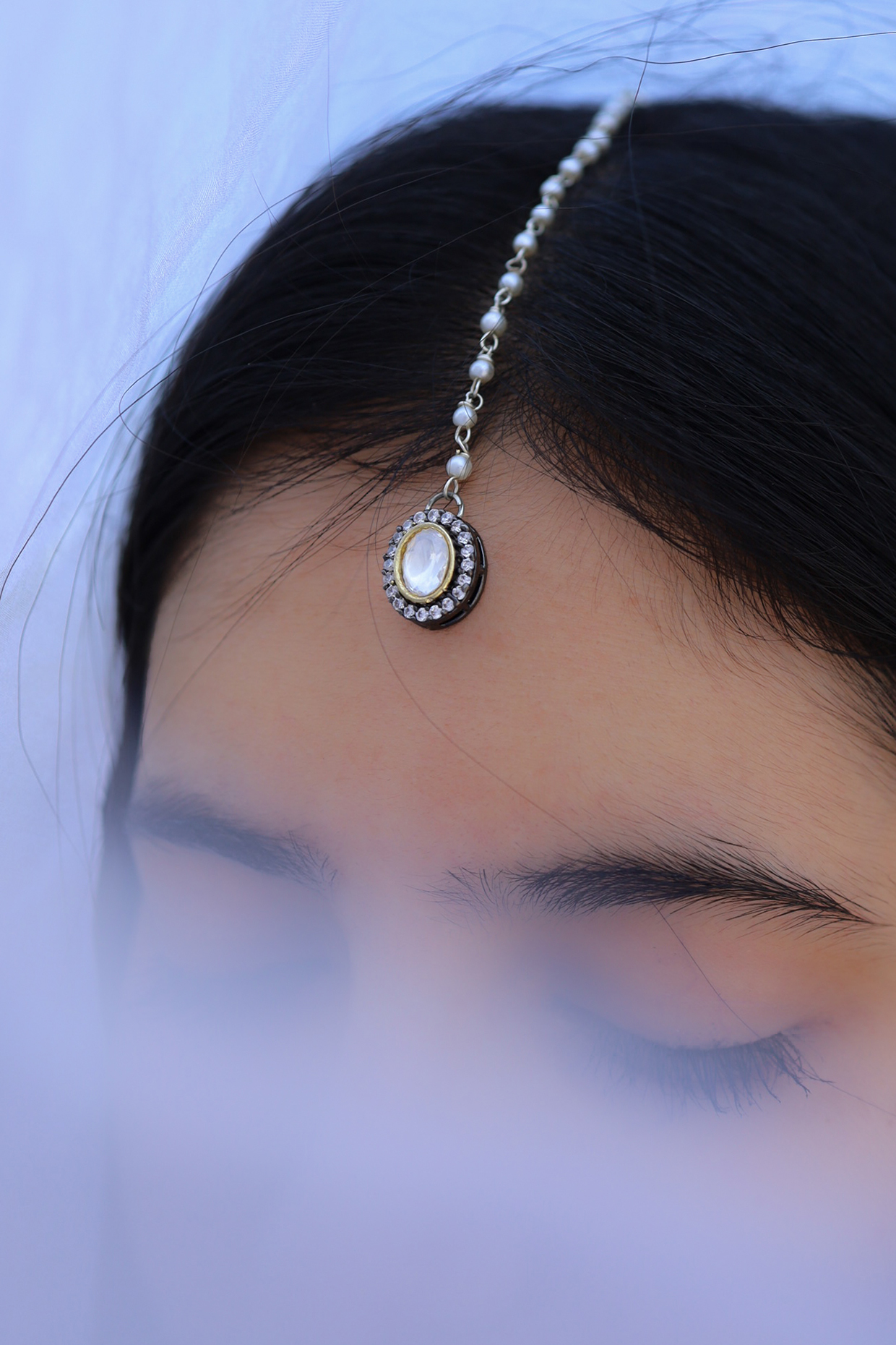 Rhodium Finish Kundan Polki Maangtikka by Do Taara at Pernia's Pop Up Shop