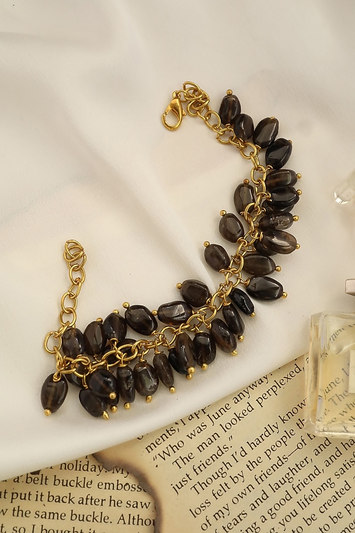 Gold Plated Black Natural Stone Bracelet by Do Taara at Pernia's Pop Up Shop