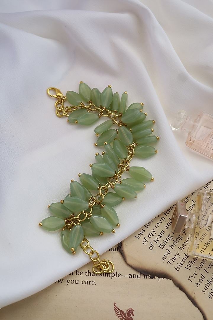 Gold Plated Mint Natural Stone Bracelet by Do Taara at Pernia's Pop Up Shop