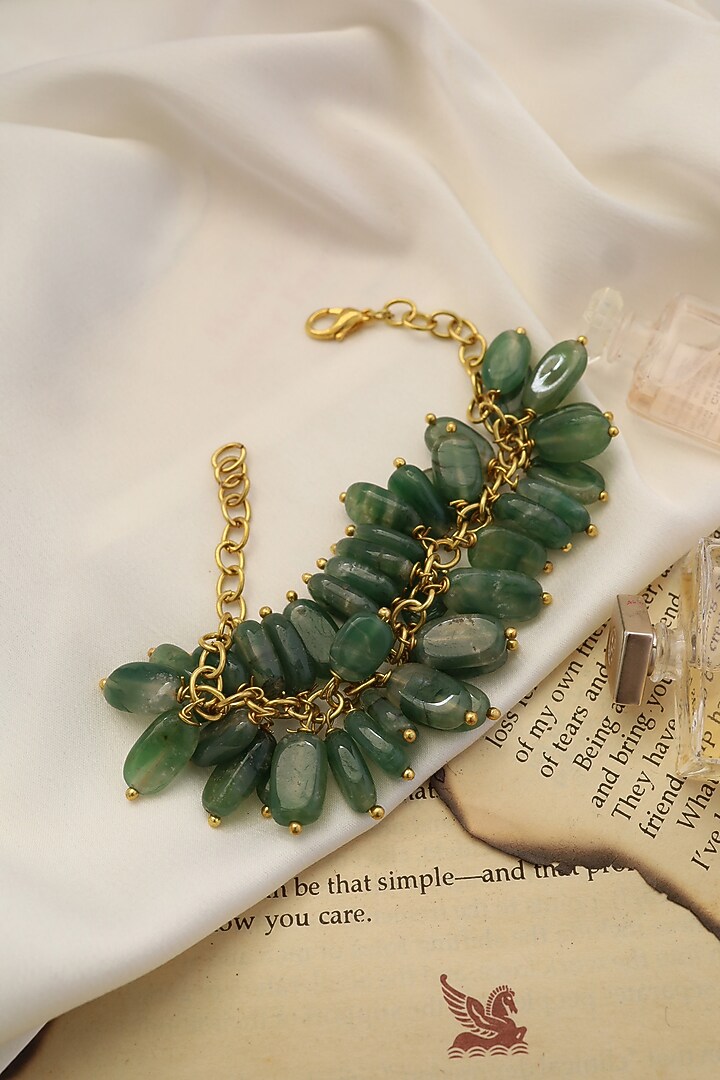 Gold Plated Green Natural Stone Bracelet by Do Taara at Pernia's Pop Up Shop