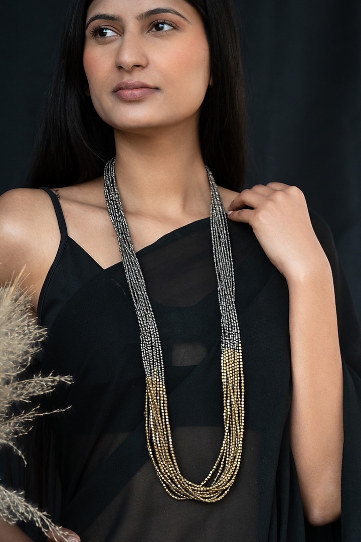 Gold Beaded Necklace by Do Taara