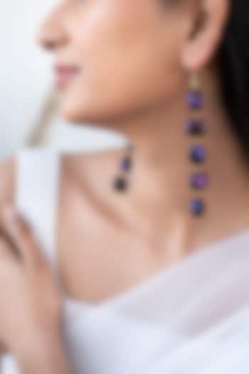 Purple Synthetic Stone Dangler Earrings by Do Taara