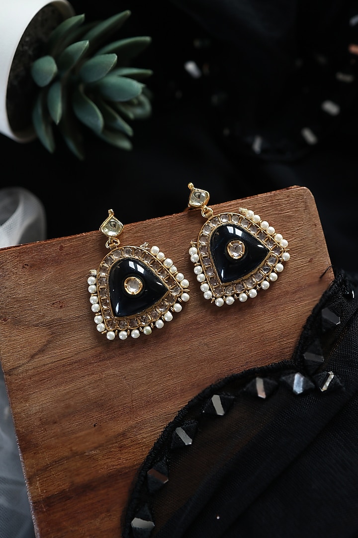 Blue Lapis Kundan Polki Dangler Earrings. by Do Taara at Pernia's Pop Up Shop