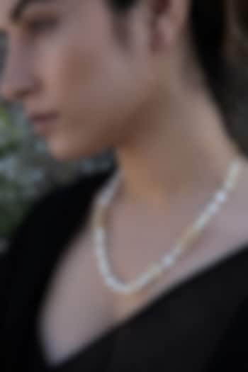 Gold Finish Pearl Necklace by Do Taara