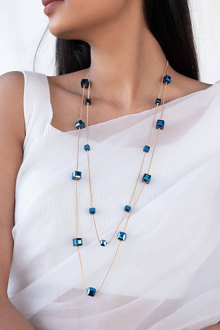 Blue Synthetic Stone Layered Necklace by Do Taara at Pernia's Pop Up Shop