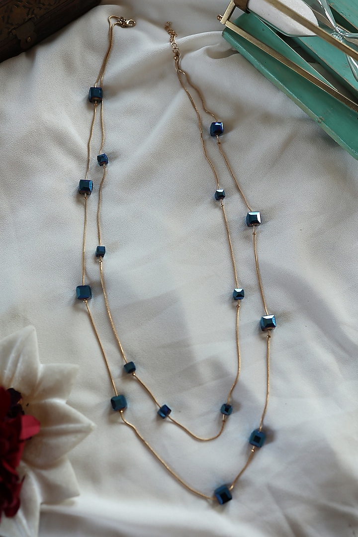 Blue Synthetic Stone Layered Necklace by Do Taara at Pernia's Pop Up Shop