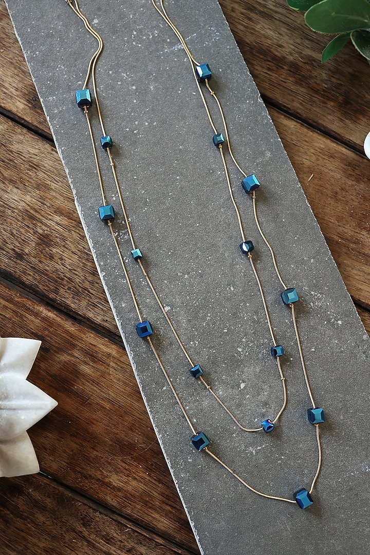 Blue Synthetic Stone Layered Necklace by Do Taara at Pernia's Pop Up Shop