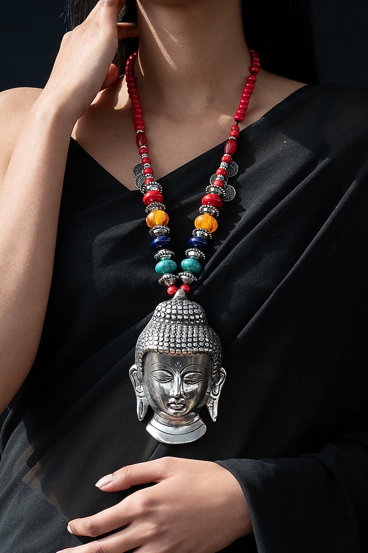 Multi-Colored Beaded Buddha Necklace by Do Taara at Pernia's Pop Up Shop