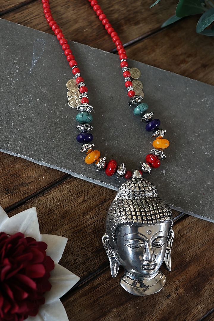 Multi-Colored Beaded Buddha Necklace by Do Taara at Pernia's Pop Up Shop