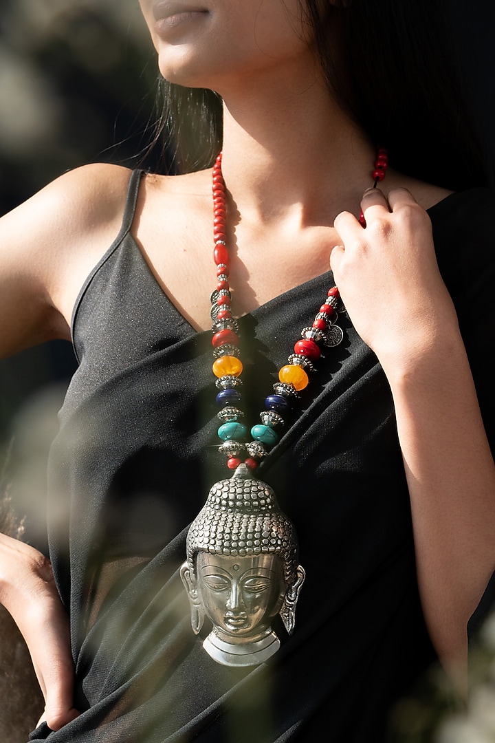 Multi-Colored Beaded Buddha Necklace by Do Taara at Pernia's Pop Up Shop