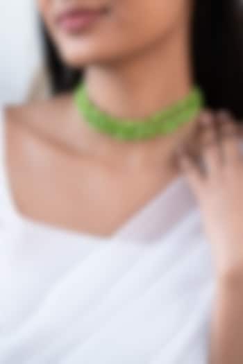Green Beaded Choker Necklace by Do Taara