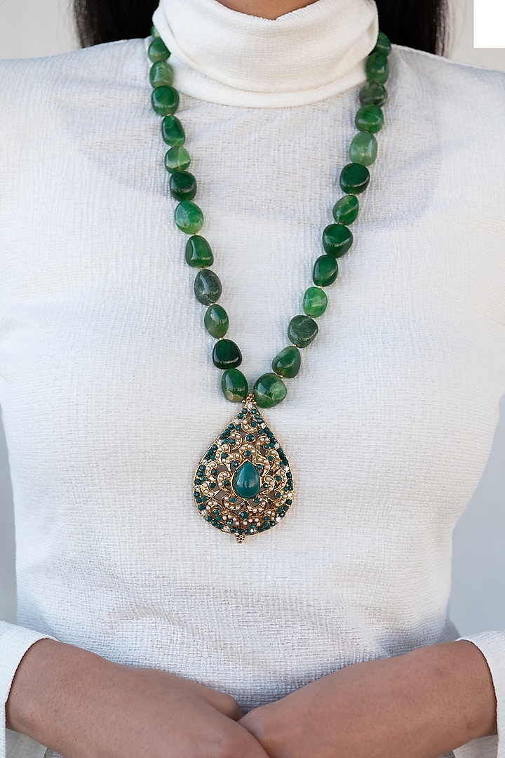 Green Jadau Necklace by Do Taara
