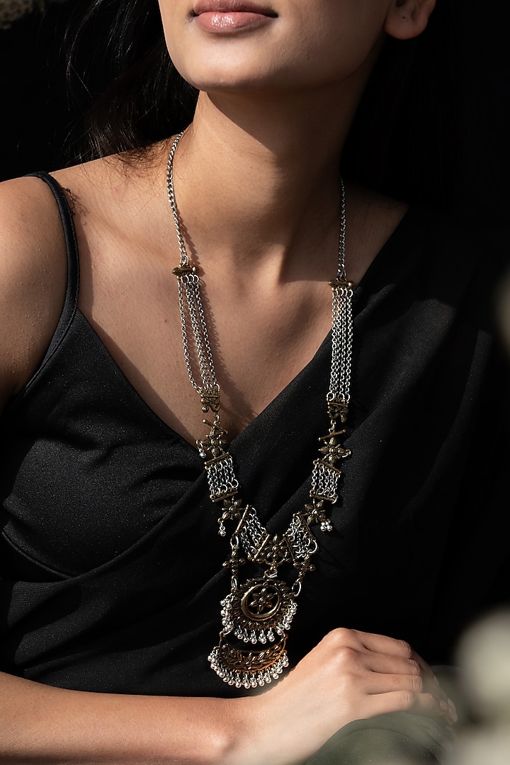 Oxidised Finish Necklace by Do Taara