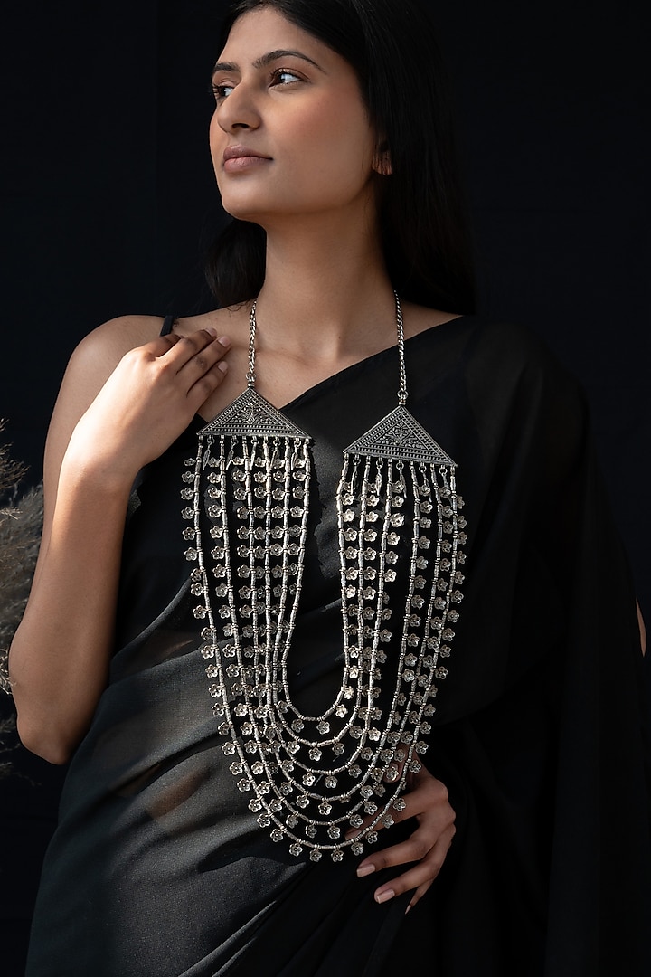 Oxidised Finish Layered Necklace by Do Taara