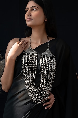 Oxidised Finish Layered Necklace by Do Taara