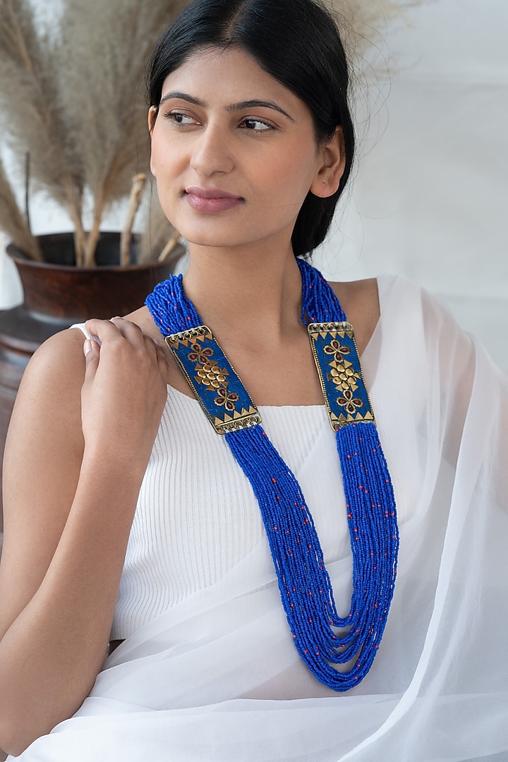 Blue Beaded Necklace by Do Taara