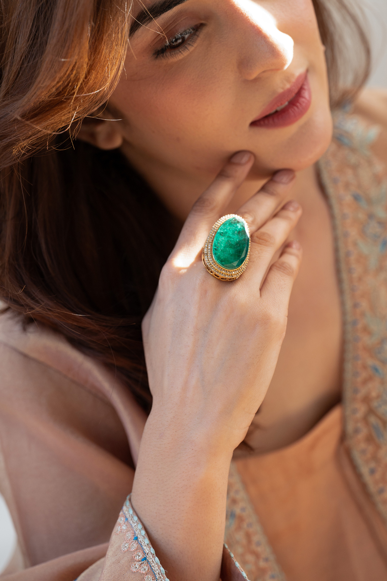 Gold Plated Cubic Zirconia & Doublet Stone Ring by Do Taara at Pernia's Pop Up Shop