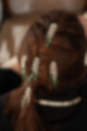 Gold Plated Natural Stone & Pearl Braid Pins (Set Of 5) by Do Taara at Pernia's Pop Up Shop